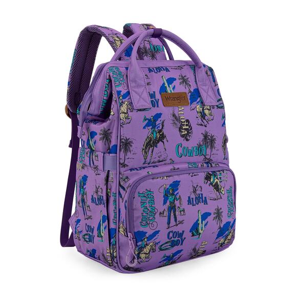 Wrangler Cowboy Print Purple Backpack/Baby Travel Bag *NEW w/ Tags - Picture 1 of 5